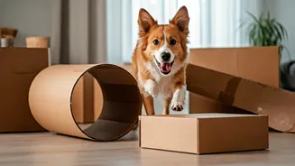 Bored Indoor Dogs Need Specialized Cardboard Box Obstacle Tracks