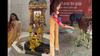 Ananya Panday Seeks Blessing At Lord Shiva Temple, Performs ‘Gau Seva’ | Photos