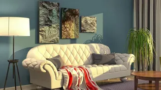 How Modern Apartment Living Rooms Showcase Intricate Lippan Kam Mud-And-Mirror Artwork From Kutch