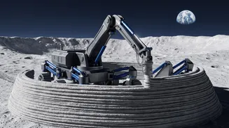 Robots Building Future Moon Bases and Robotic 3D Printing of Moon Structures: a Closer Look