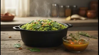 Vegetable Broth Gives Spinach Pulao Extra Depth Without Complicating the Recipe