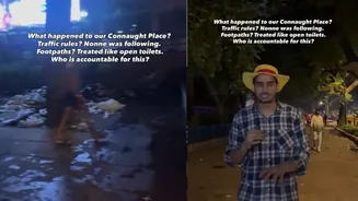 'Footpaths Treated Like Open Toilets': Viral Video Alleges CJP Protesters Left Delhi's CP Littered, NDMC Conducts Cleaning Drive