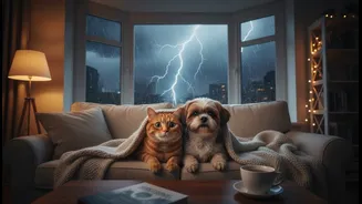 How to protect apartment pets from severe panic during intense heavy downpours