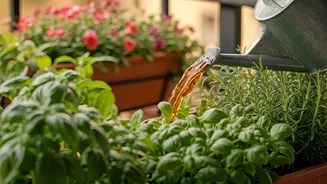 Feed Rich Diluted Compost Broth To Balcony Herbs For Blooms