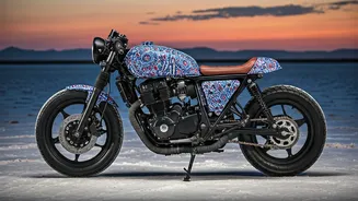 Vibrant Kutch Motifs Adorn Custom Motorcycles at Rann Utsav Festival