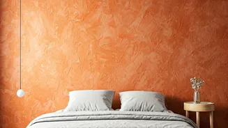 Accent Bedroom Walls Get Organic Uplift Via Terracotta Color Washes