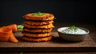 Crispy Air Fryer Potato-Carrot Latkes with Zesty Cumin Yogurt