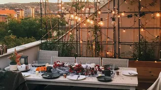 Simple Ways To Style Balconies With Eco Friendly Clay Diyas and Solar Fairy Lights