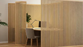 Light Sustainable Bamboo Screens Neatly Section Off Home Office Hubs