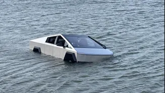 Ele acreditou em Elon Musk, afundou sua Cybertruck em um lago e saiu algemado