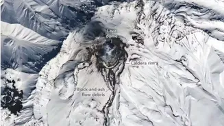 Erupção de vulcão alterou paisagem na Rússia, revelam imagens de satélite