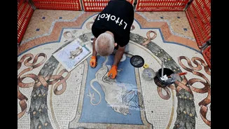 Italy Restores Bull Mosaic: Why Tourists Spin On It For Luck And The 'Testicles' Superstition Behind It