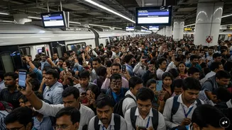 Mumbai Metro Aqua Line stops for 50 minutes during peak hour, crowds build at stations