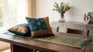 Upcycling Old Fabric Drapes And Sarees Simple DIY Festive Cushion Covers And Table Runners