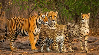 Ranthambore's Astonishing Triple Sighting: Tiger, Leopard, and Cheetah in a Single Frame!