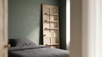 A Narrow Old Door Can Become A Vertical Shelf In A Small Room With Upcycled Decor