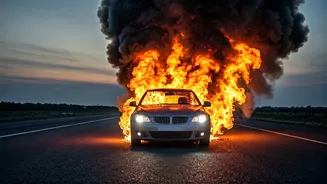 Tragic Inferno: CNG Car Engulfed in Flames on Delhi-Mumbai Expressway, Driver Perishes