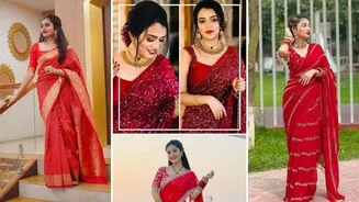 Karwa Chauth 2026: Elegant red sarees to make you glow under moonlight