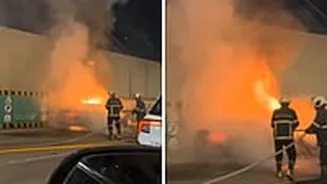 Mumbai: Car Catches Fire Near Bandra-Worli Sea Link Toll Gate, Traffic Disrupted Temporarily; Video