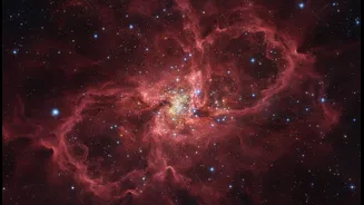 Crimson Nebula Offers A Fresh Look At Cosmic Birth