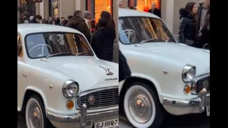 ‘OG’ Ambassador Car With Gujarat Number Plate Parked Outside Louis Vuitton Store In Italy | Photo