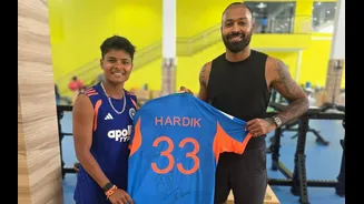 Kranti Gaud meets Hardik Pandya at BCCI Centre of Excellence, gets signed jersey on her birthday