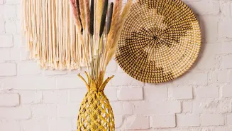 How To Create A Balanced Statement Wall Using Flat Handwoven Decorative Baskets