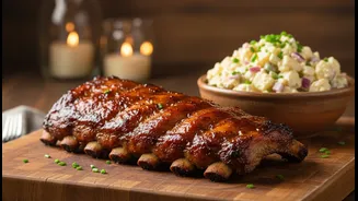 Costelinha ao Barbecue Suculenta com Salada de Batata Cremosa: Receita Fácil