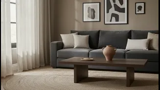 Living-Room Neutrals Feel Richer When Contrast Comes From Tone and Material