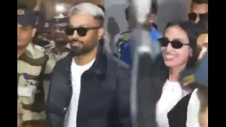 Fans Go Crazy As Hardik Pandya, Mahieka Sharma Walk Out Of Mumbai Airport | Watch