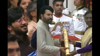 Mammootty Receives Padma Bhushan From President Droupadi Murmu; Dulquer Salmaan Cheers For Father | Watch