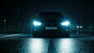 Visibility Drops Fast During Rainy Night Drives