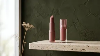 Softly blended lips replace high-shine