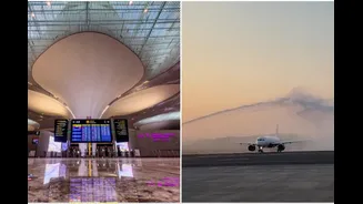 Navi Mumbai International Airport Begins Operations, Flights Receive Water Cannon Salute