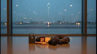 Rainy Airports Need Charger And Snack Prep