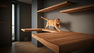 Give House Cats Creative Freedom Installing Floating Timber Wallways