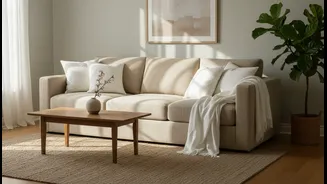 Beige Furniture and White Cushions Create an Easy Layered Foundation
