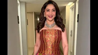 Madhuri Dixit Set Hearts Racing In Regal Silk Brocade Gown Perfect For Wedding Season