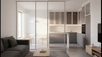 How readers can apply the trend through cabinets, screens or sliding doors with Fluted Glass In Compact Homes