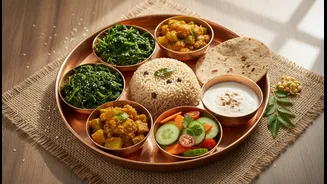 A Wholesome Shravan Plate Combines Freshness Nutrition And Simplicity