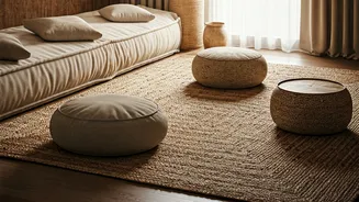 Handwoven Jute Rugs Highlight The Hottest Floor Seating Trends