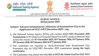 UGC NET 2025 City Intimation Slip Released At ugcnet.nta.nic.in; Exams From December 31