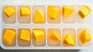 Freeze Mango Chunks In Coconut Water For Aesthetic Ice
