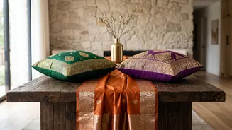 Craft Festive Table Runners And Cushion Covers From Vintage Silk Sarees Easily Today