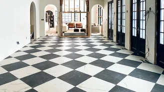 Checkered marble flooring can change your home decor drastically!