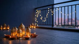How To Make Small Balcony Spaces Look Elegant Using Fairy Lights Brass Lanterns And Diyas