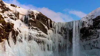 Where Mountain Driving Enthusiasts Can Experience Frozen Waterfalls Along Winter Roads