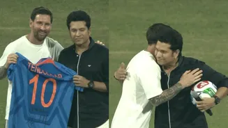 Sachin Tendulkar gifts his no. 10 India shirt to Lionel Messi in Mumbai, Argentina legend returns with World Cup Ball