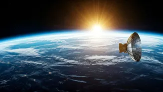 Earth's Stunning Backdrop for Satellite's Giant Reflector Deployment 22,000 Miles Up