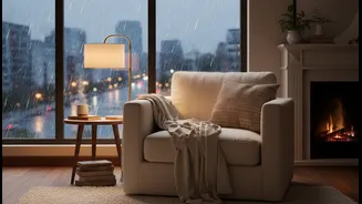 Warm Lamps And Light Fabrics Can Make Rainy Evenings Feel Better